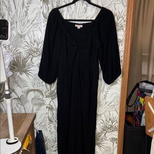 Knox Rose S Black Jumpsuit 3/4 Sleeves Elastic